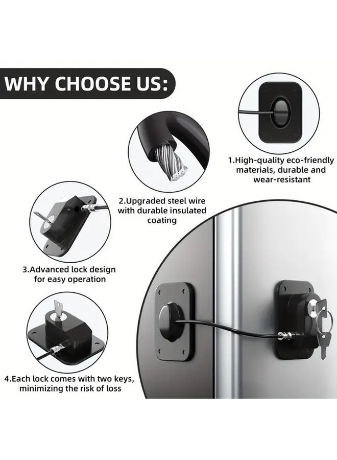 Refrigerator Lock With Key Easy To Install Cabinet Lock Black - Image 5