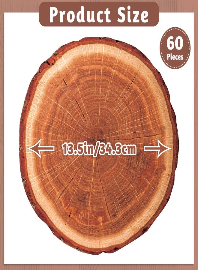 NatNarr 60 Pcs Wood Placemats, 13.5 Inch Disposable Paper Placemats Rustic Wedding Decor,Brown Round Table Mats Bulk for Table Setting Farmhouse Wedding Banquet Dinner Party Decor - Image 2