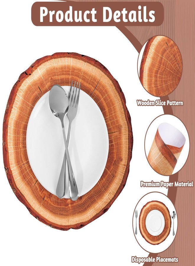 NatNarr 60 Pcs Wood Placemats, 13.5 Inch Disposable Paper Placemats Rustic Wedding Decor,Brown Round Table Mats Bulk for Table Setting Farmhouse Wedding Banquet Dinner Party Decor - Image 4