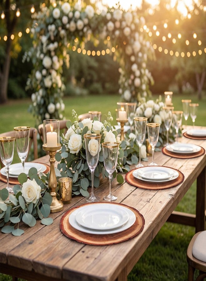 NatNarr 60 Pcs Wood Placemats, 13.5 Inch Disposable Paper Placemats Rustic Wedding Decor,Brown Round Table Mats Bulk for Table Setting Farmhouse Wedding Banquet Dinner Party Decor - Image 5