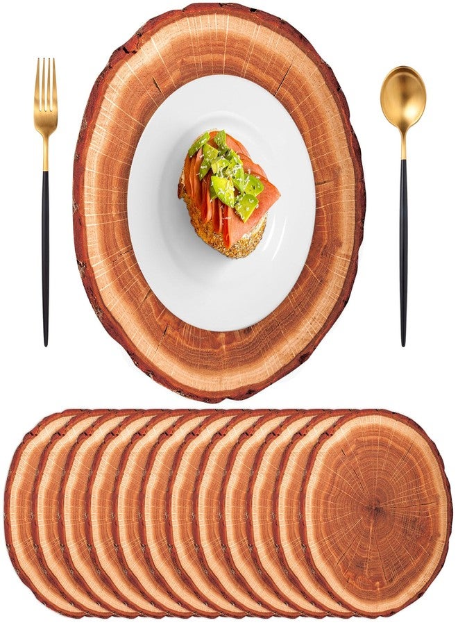NatNarr 60 Pcs Wood Placemats, 13.5 Inch Disposable Paper Placemats Rustic Wedding Decor,Brown Round Table Mats Bulk for Table Setting Farmhouse Wedding Banquet Dinner Party Decor - Image 1