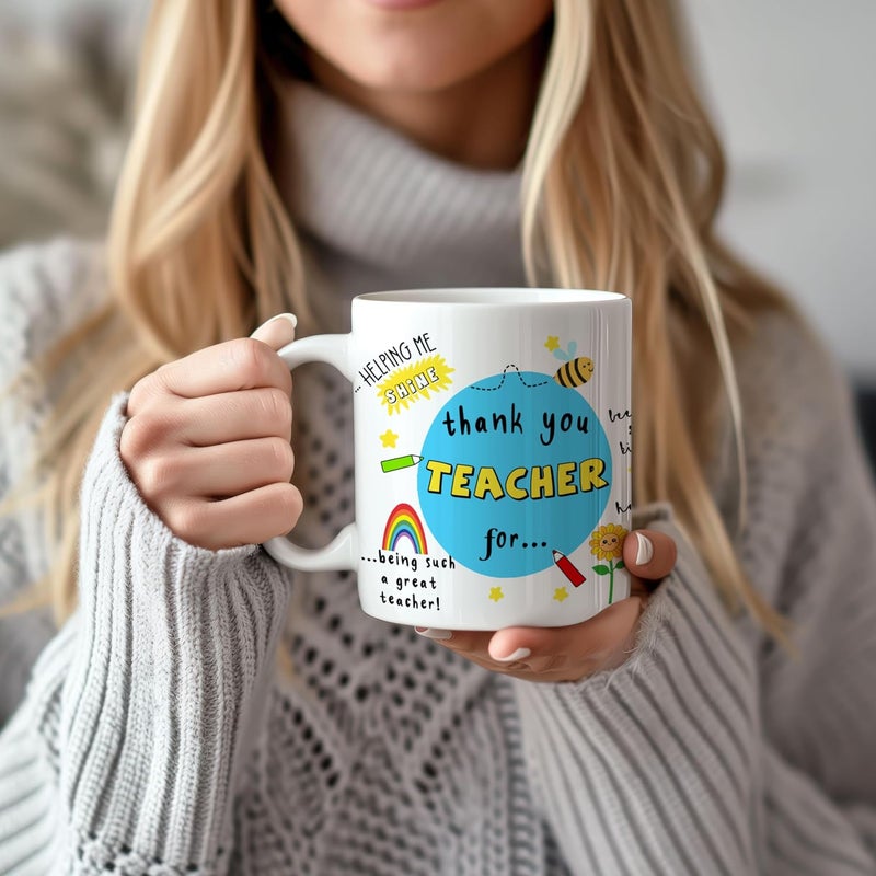 DAYS Thank You Teache Mug and Coaster Set Best Teacher Gift Teacher Mug Helping Me to Grow Mug Gift for Sister Brother Mother Father Teacher Mentor Birthday and Any Other Occasion Return Gift - Image 3