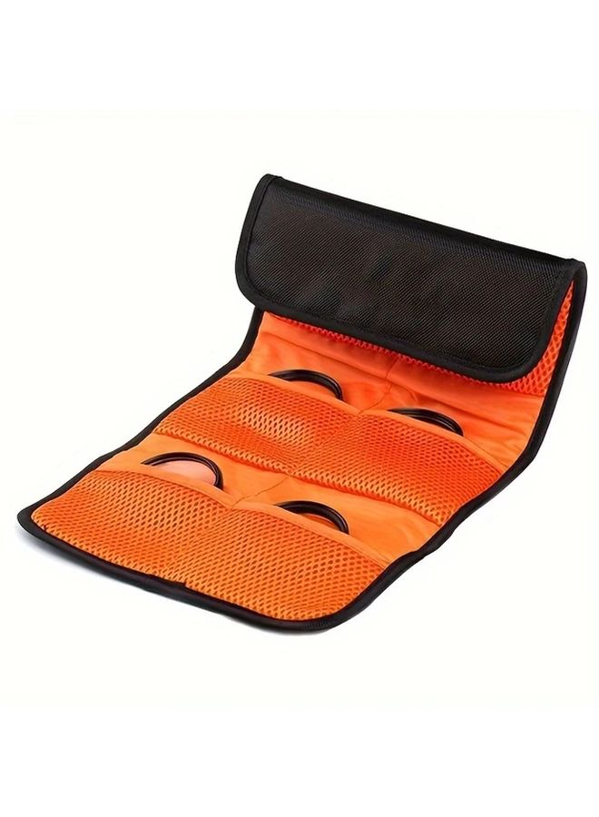 Black Compact Portable 6 Pcs Camera Lens Filter Case Durable Nylon Fits 49mm To 77mm Filters - Image 1