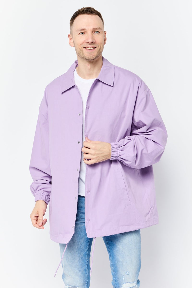 Asos Design Men Oversized Solid Parka Jacket, Lilac  - Image 1
