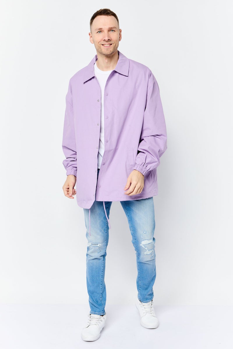 Asos Design Men Oversized Solid Parka Jacket, Lilac  - Image 4