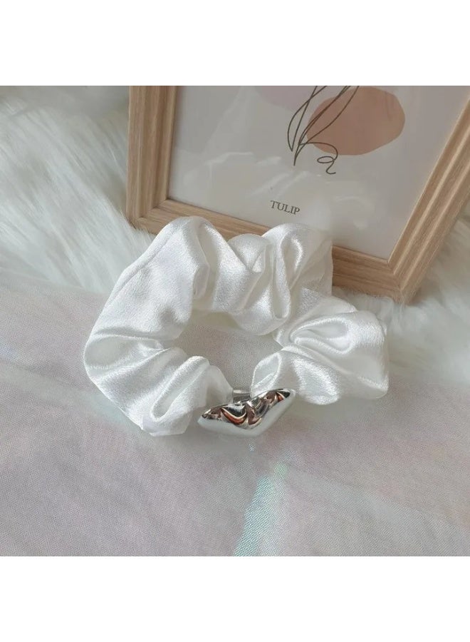 Satin Heart Elastic Hair Tie – Elegant Hair Accessory for Girls & Women - Image 4