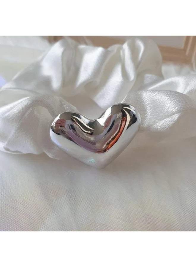 Satin Heart Elastic Hair Tie – Elegant Hair Accessory for Girls & Women - Image 5