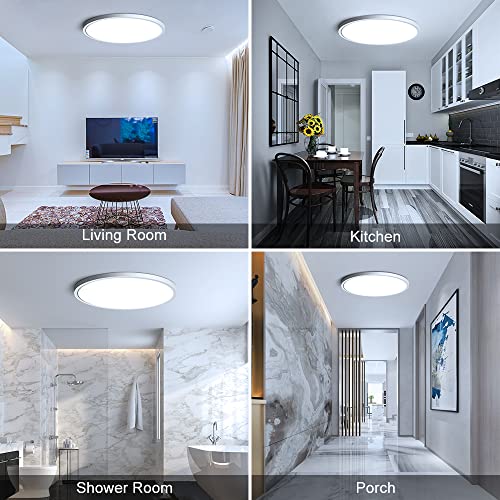 LEDLightsWorld LED Ceiling Light Flush Mount, 12inch 24W 6000K Cold White Ceiling Light, 3200LM Bright Round Lighting Fixtures, Flat Slim Ceiling Lights for Bedroom Kitchen Living Room Stairwell - Image 3