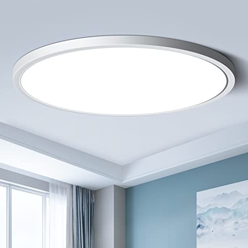 LEDLightsWorld LED Ceiling Light Flush Mount, 12inch 24W 6000K Cold White Ceiling Light, 3200LM Bright Round Lighting Fixtures, Flat Slim Ceiling Lights for Bedroom Kitchen Living Room Stairwell - Image 1