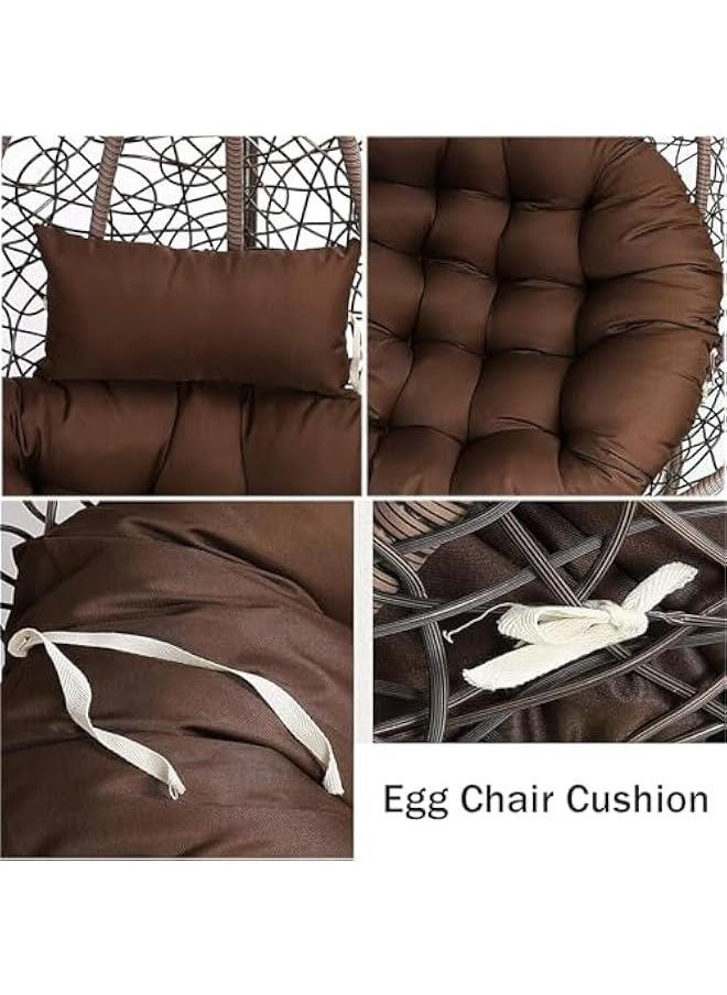 Generic - Garden Terrace Rattan Swing Chair Wicker Egg Hanging Chair Hammock Hanging Chair Large Size Cushion Hanging Basket Chair Cushion Indoor Outdoor(Only Cushion)(Color:Cream Color) - Image 1