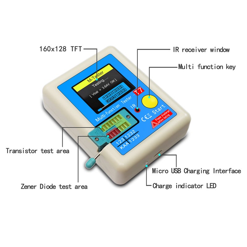 Transistor Tester Blue: Auto-Calibration, IR Remote Decoding - Multi-Component Detector for Electronic Component Testing & Hobbyists - Image 4