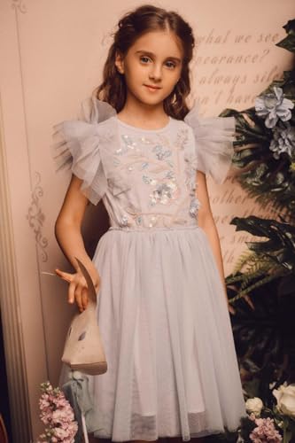 TUTULAND Tutu Dress for Girls - Embroidered Tulle Tiered Layered Flower Toddler Dress for Wedding & Birthday - Image 3