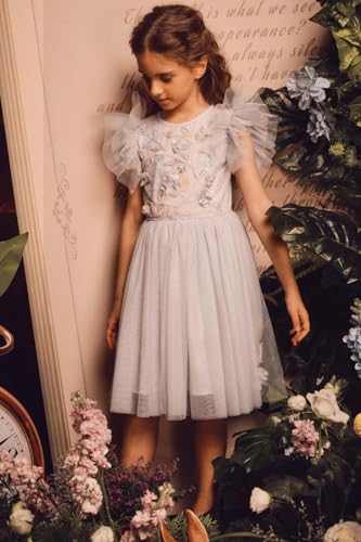 TUTULAND Tutu Dress for Girls - Embroidered Tulle Tiered Layered Flower Toddler Dress for Wedding & Birthday - Image 2