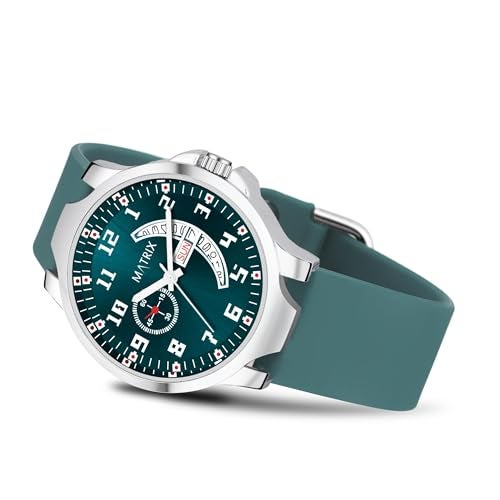 Matrix Classic 2.0 Day & Date Analog Watch with Softest Silicone Strap for Men & Boys (Teal) - Image 1