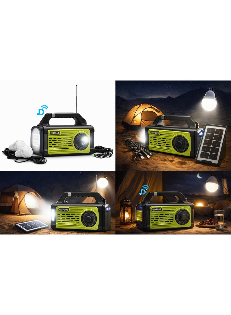 كشاف LED شمسي تخييم وصحراء مع راديو بلوتوث – بطارية 36 ساعة – 4 لمبات - Image 2