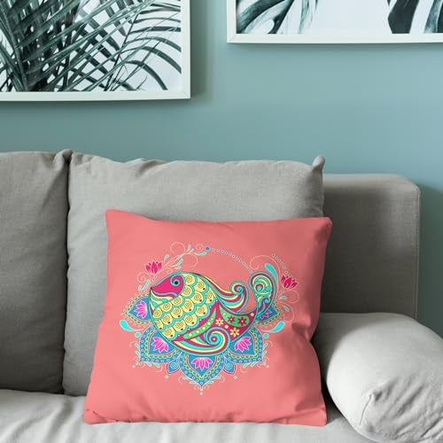 Ambiyaa Decorative Throw Pillow Cover Bedroom & Living Room Cushion Cover Sofa (16X16 Inches), 1 Piece (Meen Sera) - Image 5
