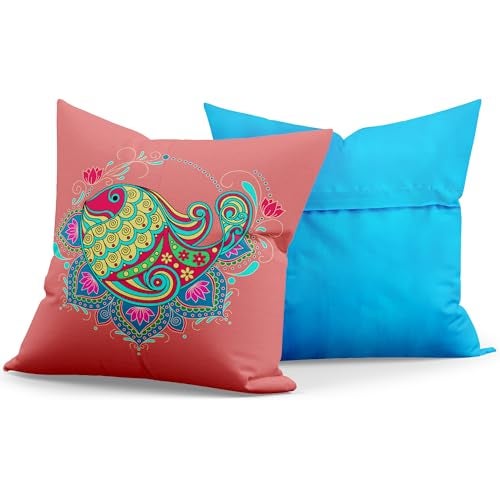 Ambiyaa Decorative Throw Pillow Cover Bedroom & Living Room Cushion Cover Sofa (16X16 Inches), 1 Piece (Meen Sera) - Image 2