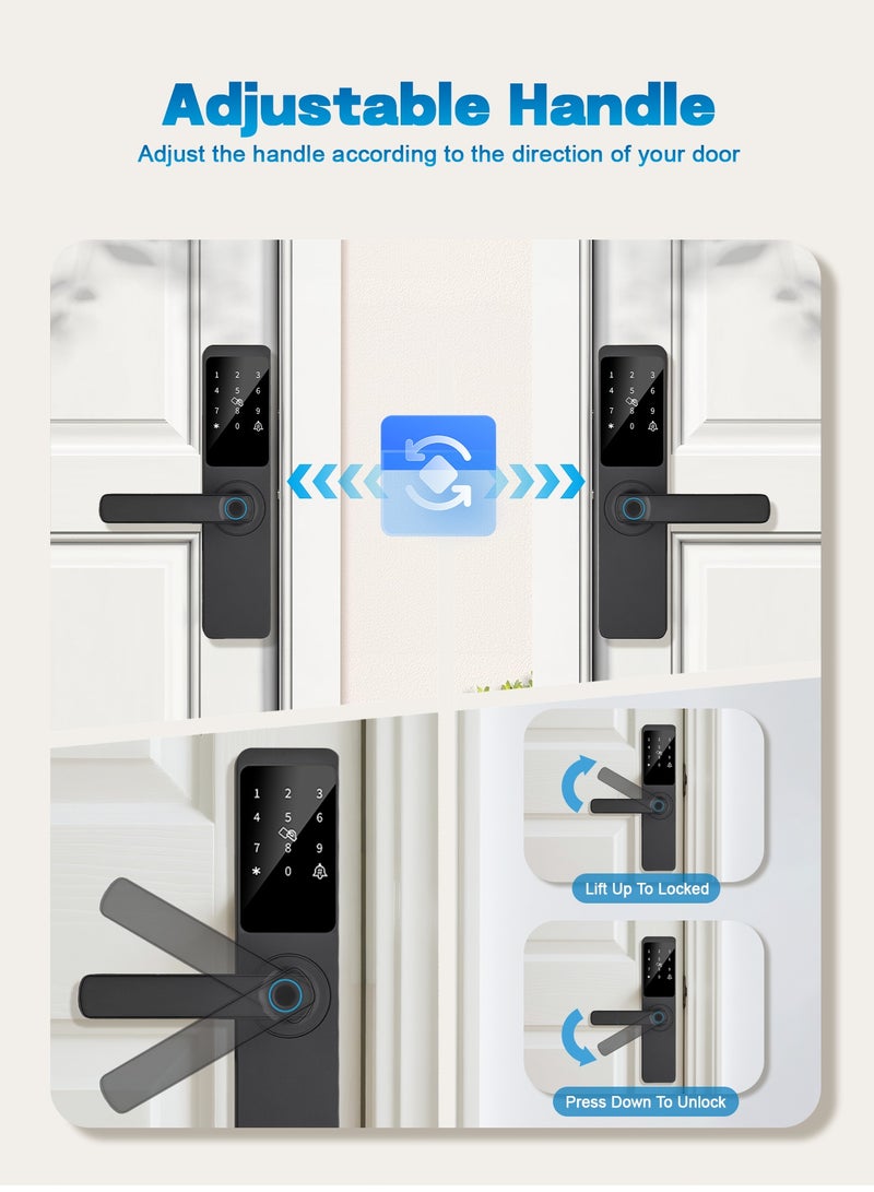 الينك قفل باب ذكي من **A-Link** مزود بتقنية **Wi-Fi** وتحكم عن بُعد عبر تطبيق **Tuya** | يشمل جسم قفل **4585**، و**5 بطاقات IC**، و**4 بطاريات AA** | **5 طرق لفتح القفل** (بصمة الإصبع / كلمة مرور / بطاقة / التطبيق / المفتاح) - Image 5