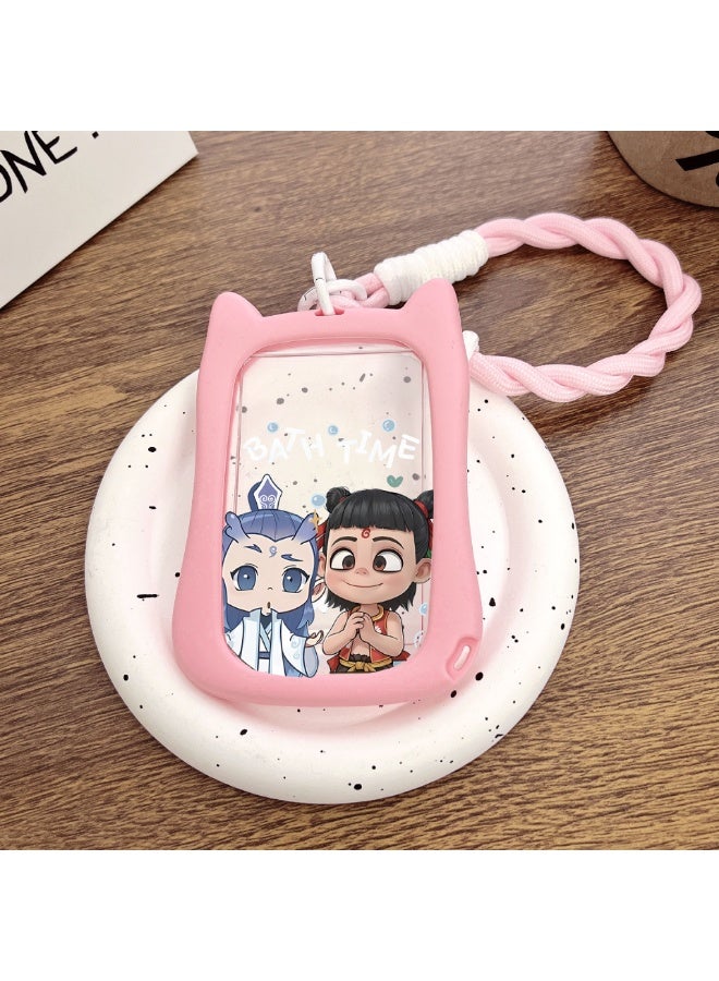 NIBEMINENT 1 - Piece Nezha Kpop Photo Card Holder Pendant Key Chain ID Badge Holder ID Card Holder Photo Card Protector for School ID Office ID Access Card for Women Girls