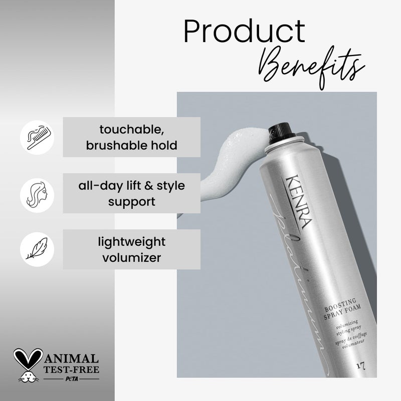 Kenra Professional Platinum Boosting Spray-Foam 17 | Volumizing Styling Spray | Touchable, Brushable Hold | All-Day Lift & Style Support | Lightweight Volumizer | All Hair Types | 8 oz - Image 1