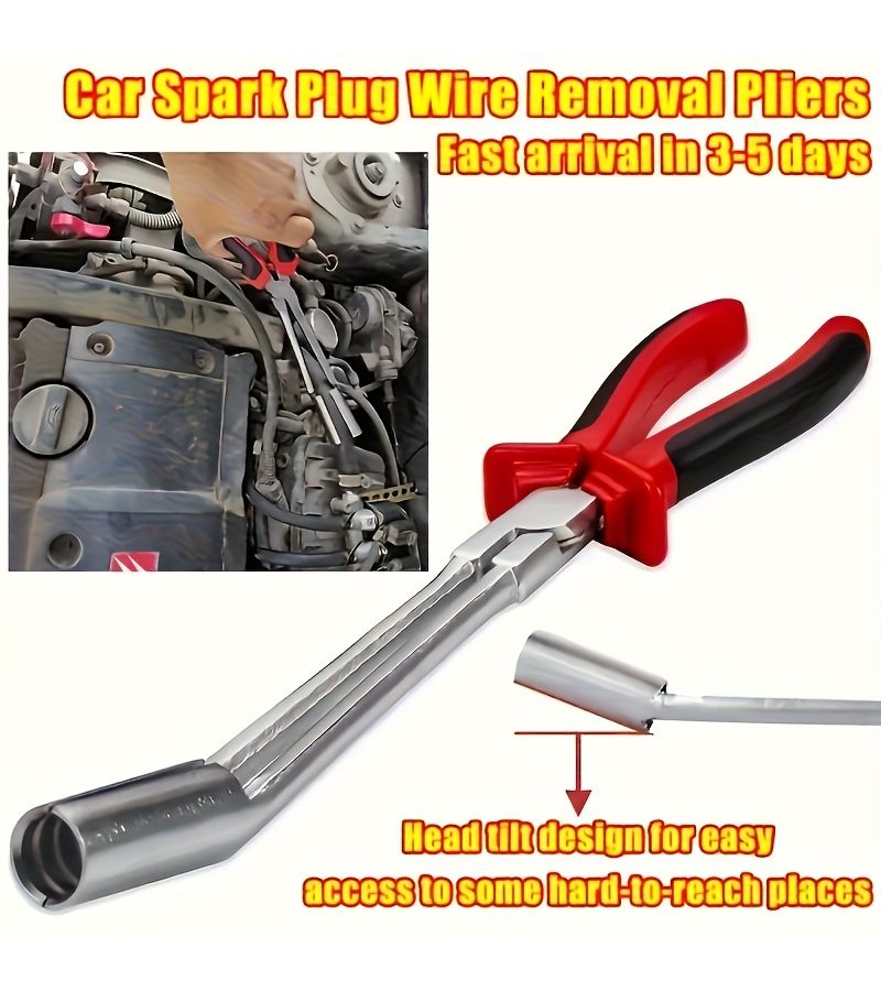 2pcs Sleeved Round Form Spark Plug High Voltage Wire Pliers Red Black Grip - Image 1