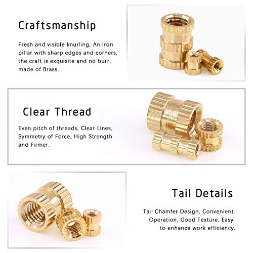 Rustark 330Pcs M2 M3 M4 M5 Metric Female Thread Brass Knurled Threaded Insert Embedment Nuts Assortment Kit - Image 4