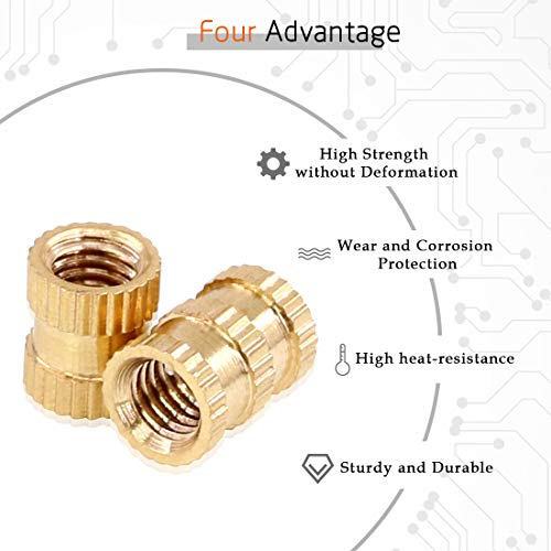 Rustark 330Pcs M2 M3 M4 M5 Metric Female Thread Brass Knurled Threaded Insert Embedment Nuts Assortment Kit - Image 3