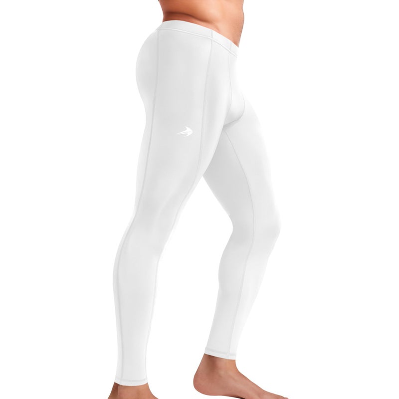 CompressionZ Men's Compression Performance Pants for Workout, Sports | Base Layer Running Tights Leggings (White, Large)