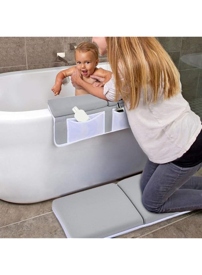 Excefore Baby Bath Kneeler And Elbow Rest Pad Set Foam Bath Kneeling Pad Neoprene Foam Bath Kneeling Pad For Bathing Baby With Bath Toy Storage For Tub Thick & Soft Quick Drying Non Slip - Image 1