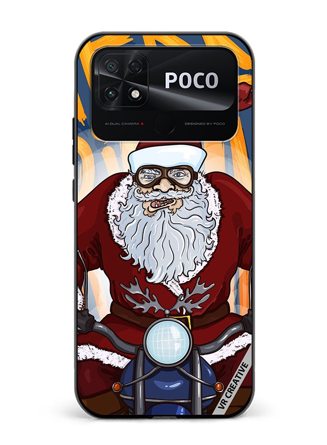 VR CREATIVE Protective Case Cover For Xiaomi Poco C40 Cartoon Christmas Postcard Santa Claus On Motorcycle Design Multicolour - Image 1