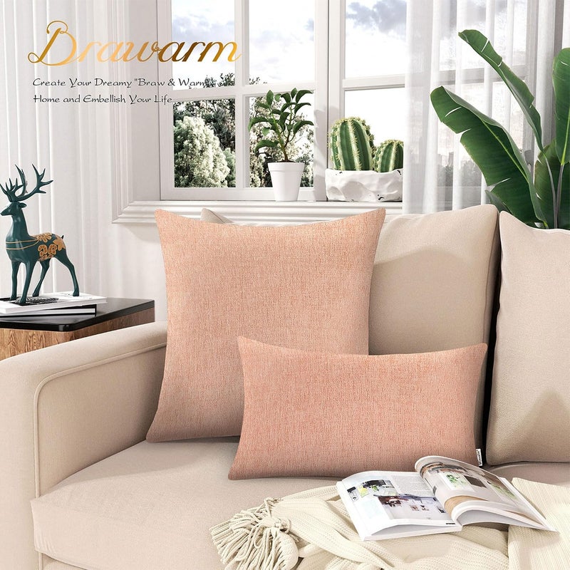 BRAWARM Throw Pillow Covers 12x20 Inches - Dusty Pink Chenille Lumbar Pillow Covers Pack of 2, Solid Dyed Soft Chenille Pillow Cases for Couch Sofa Bed Home Decoration - Image 3