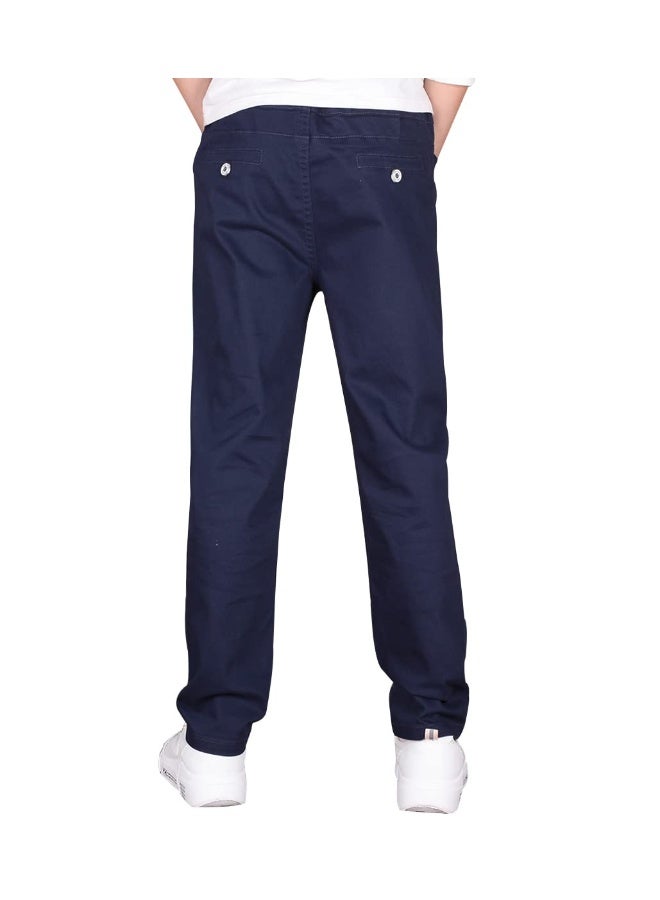CAMLAKEE Boys Stretch Pull on Chino Pants Kids School Uniform Yonth Twill Pants Navy Blue 1314 Years - Image 4