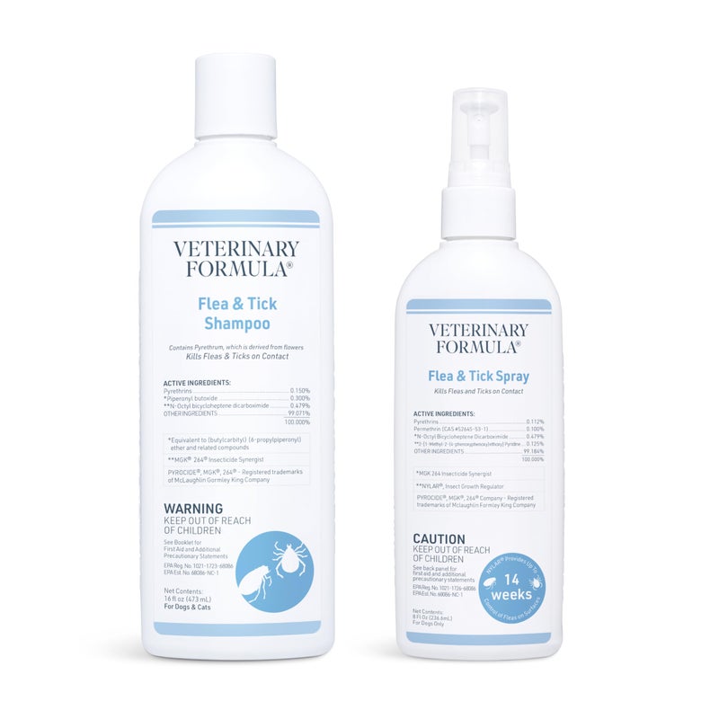 Veterinary Formula Flea and Tick Bundle â€“ Prevention Spray for Dogs, 8 oz + 16 oz Shampoo for Dog Flea & Tick Control - Image 1