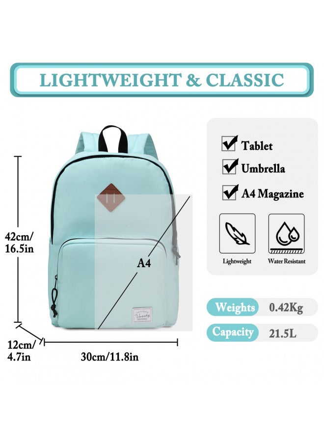 VASCHY School Backpack, Ultra Lightweight Backpack for Women Bookbag for Kids Teen Boys Girls Aqua - Image 1