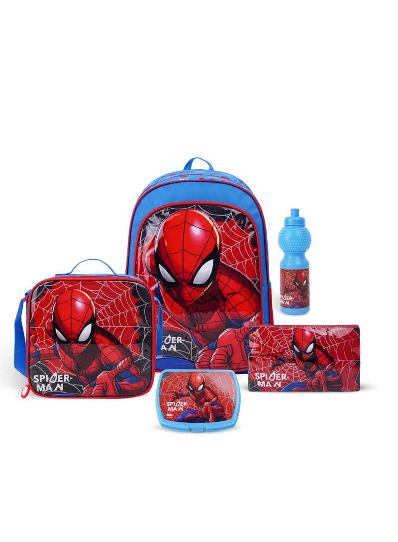 MARVEL Marvel Spider-Man Spidey To The Rescue 5In1 Backpack Set 18" I Backpack I Lunch Bag I Water Bottle I Pencil Case I Lunch Box I Packaging