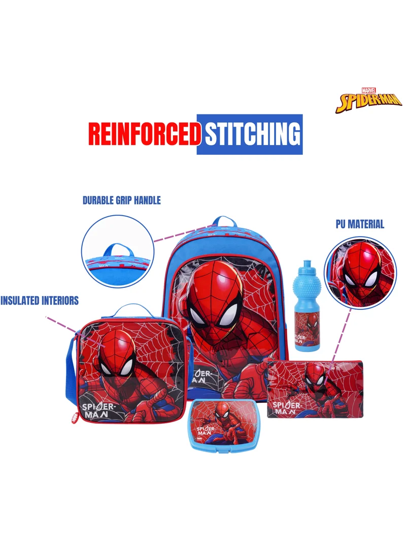 MARVEL Marvel Spider-Man Spidey To The Rescue 5In1 Backpack Set 18" I Backpack I Lunch Bag I Water Bottle I Pencil Case I Lunch Box I Packaging