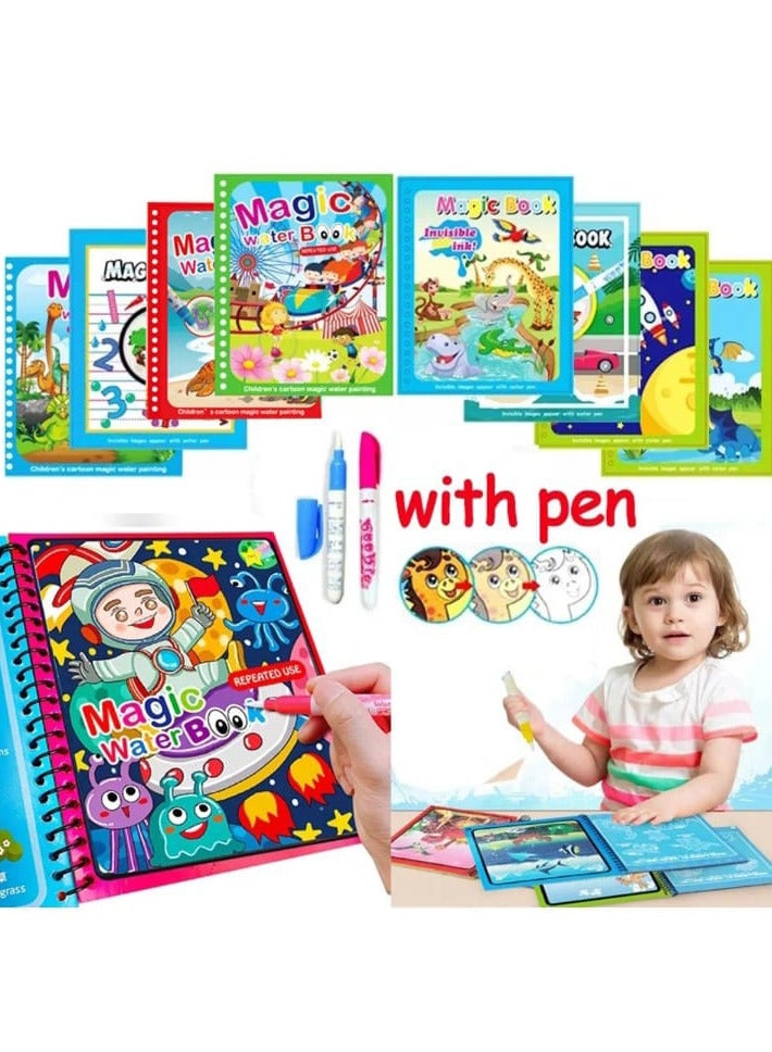 Magic Watercolor Book for Kids, Endless Fun with Water (Set of 4 Books), Reusable Water Painting Board with Large Water Pen, Birthday Gift by Aqua Doodle. - Image 1