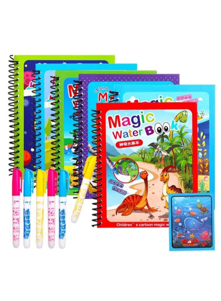 Magic Watercolor Book for Kids, Endless Fun with Water (Set of 4 Books), Reusable Water Painting Board with Large Water Pen, Birthday Gift by Aqua Doodle. - Image 2