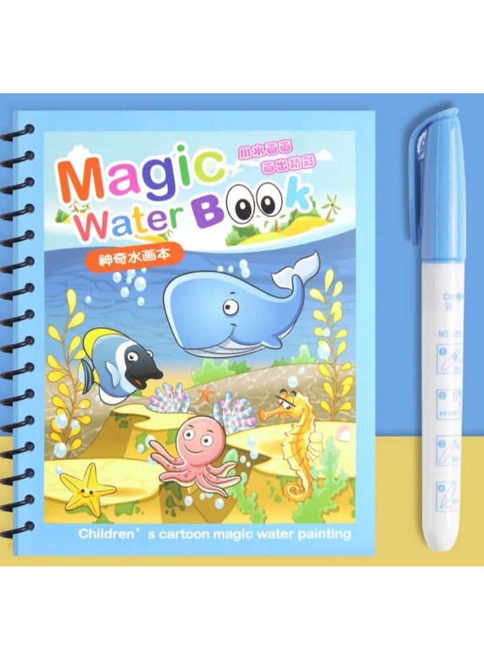 Magic Watercolor Book for Kids, Endless Fun with Water (Set of 4 Books), Reusable Water Painting Board with Large Water Pen, Birthday Gift by Aqua Doodle. - Image 3