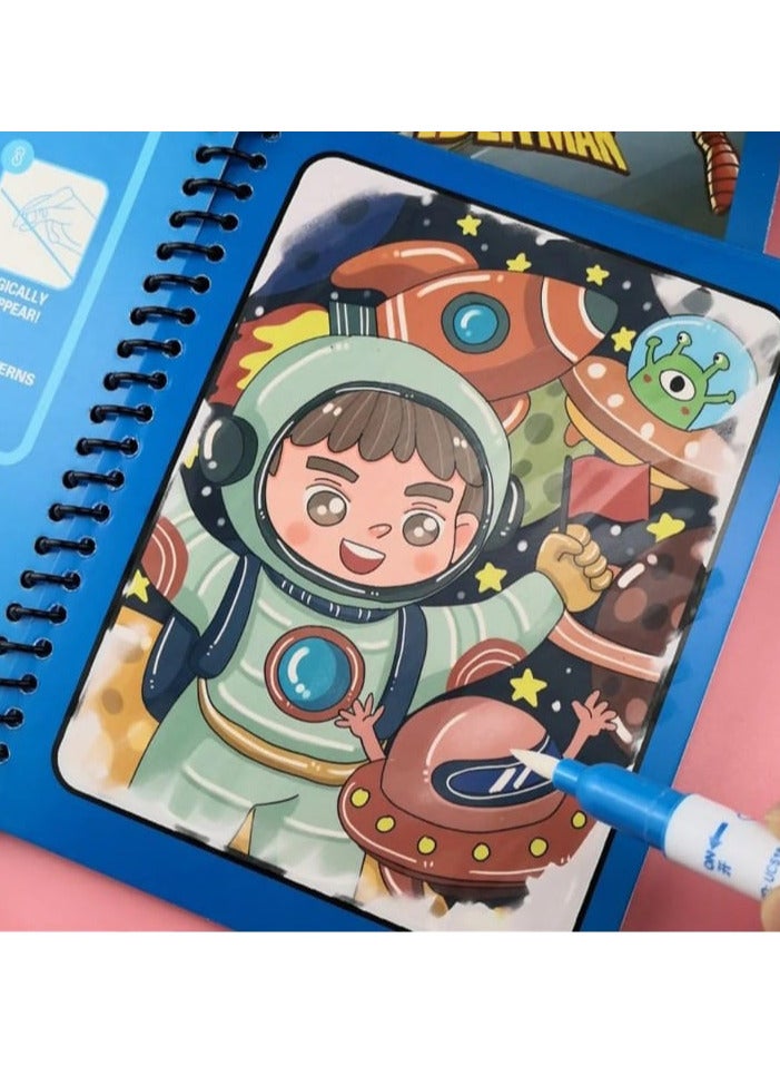 Magic Watercolor Book for Kids, Endless Fun with Water (Set of 4 Books), Reusable Water Painting Board with Large Water Pen, Birthday Gift by Aqua Doodle. - Image 4