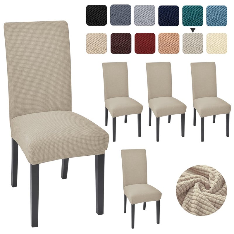 Aertiavty Chair Covers for Dining Room Set of 6 Kitchen Chair Covers  Dining Room Chair Covers Chair Slipcover Parsons Chair Covers  Taupe - Image 5