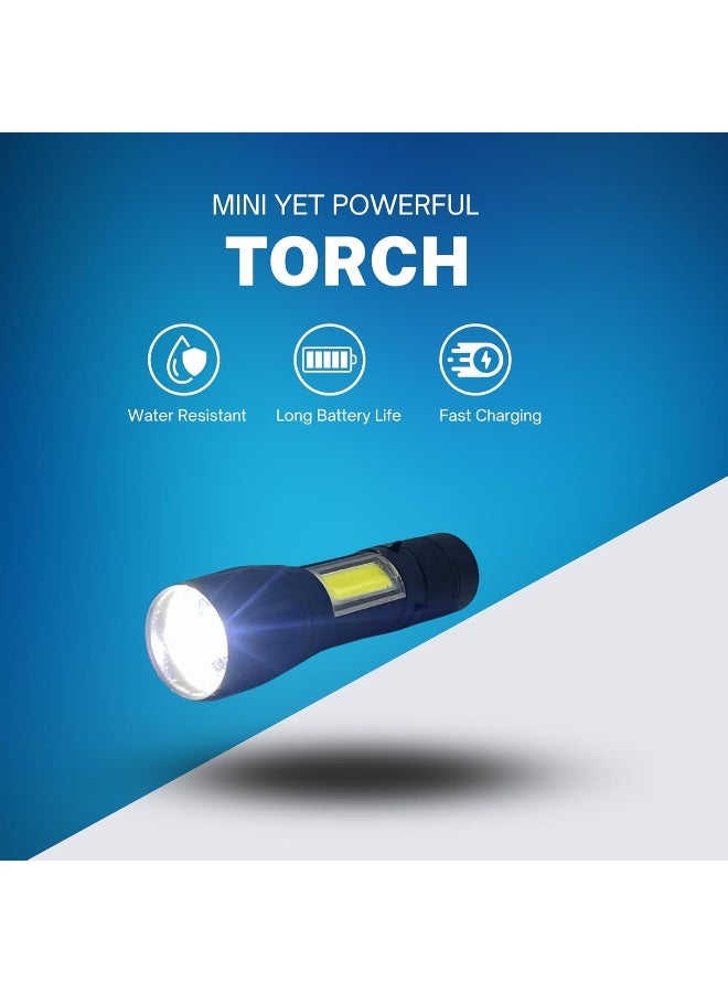 SAFENHAND Portable High Bright USB Rechargeable Torch Set, Multi-Purpose, Pocket-Friendly, Reading Light, Spotlight - Image 2