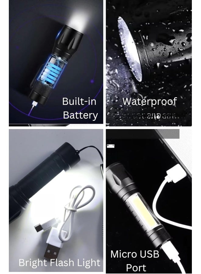 SAFENHAND Portable High Bright USB Rechargeable Torch Set, Multi-Purpose, Pocket-Friendly, Reading Light, Spotlight - Image 4
