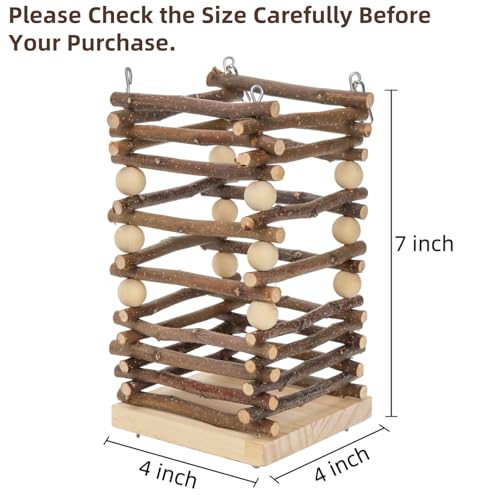 Eorbow Wood Rabbit Hay Feeder, 7" Hanging Grass Holder with 2 Hooks, Small Animals Feeding Hay Manager for Cage, Bunny Hay Feeder Rack for Chinchilla Guinea Pig Hamster Gerbil - Image 2