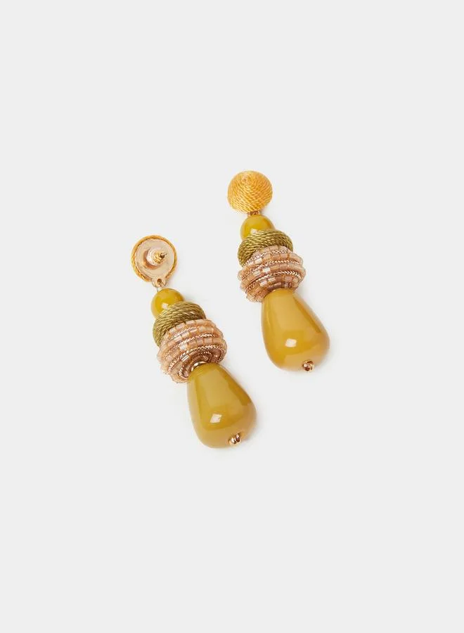 Styli  Yellow Beaded Dangler Earrings for Women | Best Price UAE