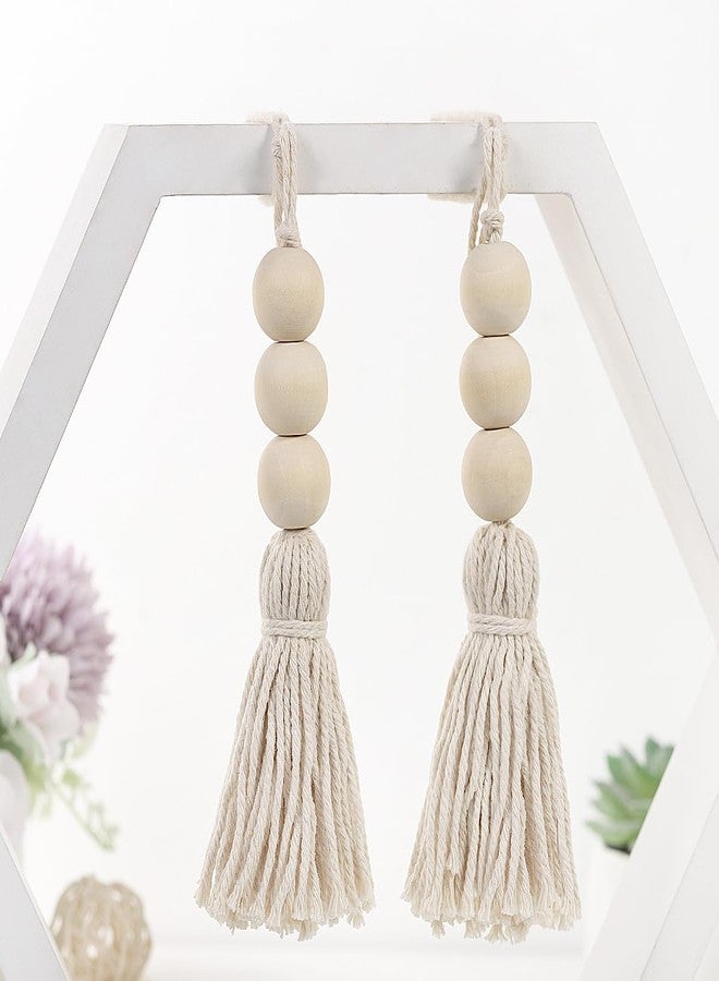 Vosarea Wood Bead Garlands,Farmhouse Beads Tasels,Rustic Country Decor Prayer Beads for Home Door Knob Decor - Image 5