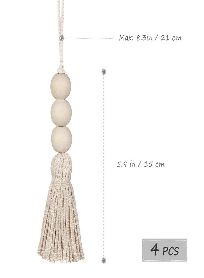 Vosarea Wood Bead Garlands,Farmhouse Beads Tasels,Rustic Country Decor Prayer Beads for Home Door Knob Decor - Image 2