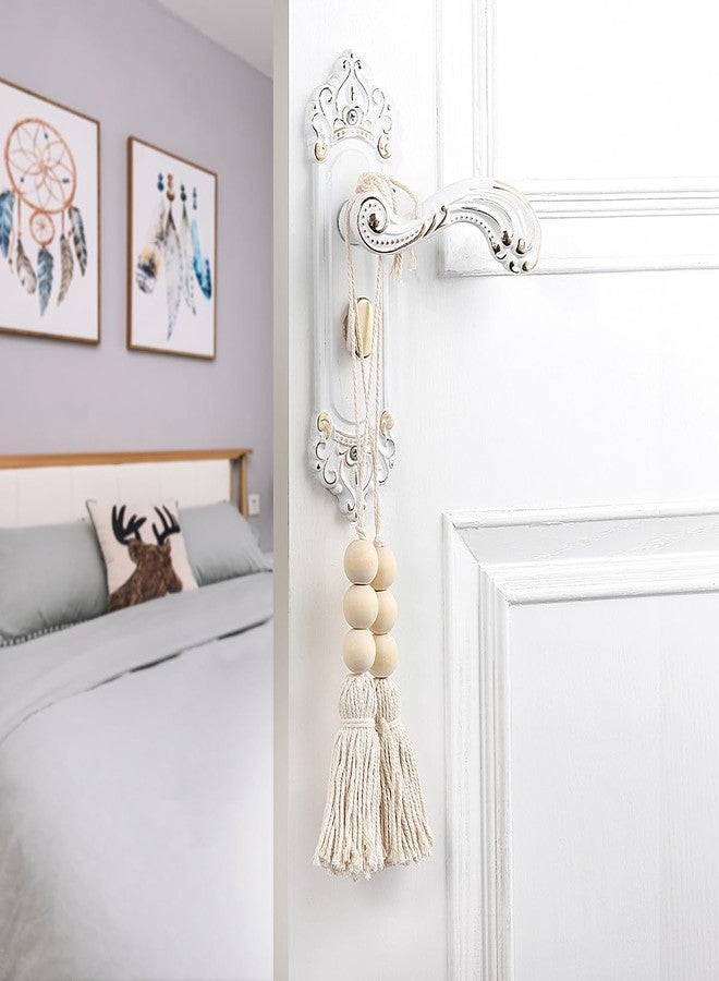 Vosarea Wood Bead Garlands,Farmhouse Beads Tasels,Rustic Country Decor Prayer Beads for Home Door Knob Decor - Image 4