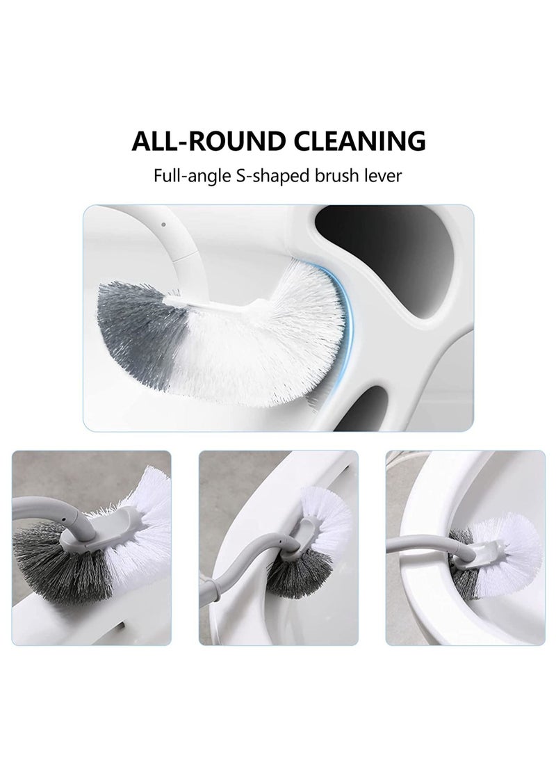SYOSI - Toilet Brush with Holder Lightweight Wall-Mounted Toilet Brush Toilet Bowl Cleaner Brush and Holder Set Bathroom Cleaning Brush Durable Bristles Curved Handle Toilet Scrubber Commode 1 PCS - Image 1