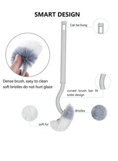 Toilet Brush with Holder Lightweight Wall-Mounted Toilet Brush Toilet Bowl Cleaner Brush and Holder Set Bathroom Cleaning Brush Durable Bristles Curved Handle Toilet Scrubber Commode 1 PCS